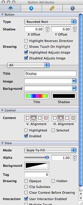 Button Attributes Inspector