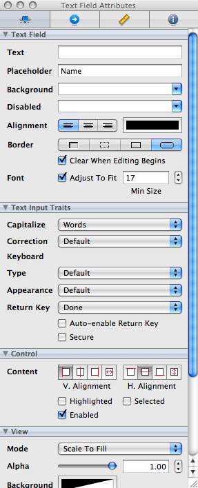 Text Field Attributes